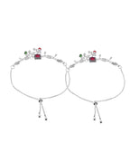 VOJ Set of 2 Silver Plated With Beads Anklet | Grab2Buy