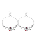 VOJ Set of 2 Silver Plated With Beads Anklet | Grab2Buy