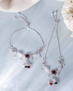 VOJ Set of 2 Silver Plated With Beads Anklet | Grab2Buy