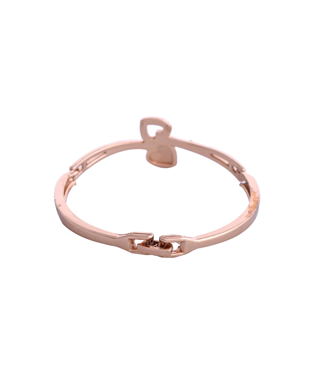 VOJ Gold-Polished Heart Shaped Stone Studded Kada Bracelet