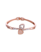 VOJ Gold-Polished Heart Shaped Stone Studded Kada Bracelet