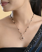 VOJ Rose Gold-Polished Stone Studded Circular Mangalsutra