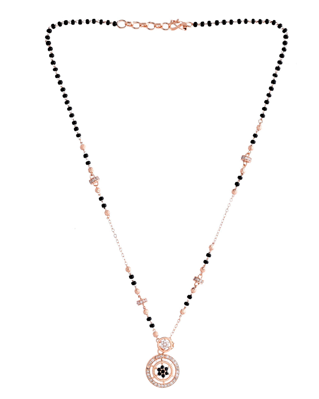 VOJ Rose Gold-Polished Stone Studded Circular Mangalsutra