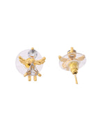 VOJ Gold-Polished Doll Shapped Stone Studded Mangalsutra With Earrings Set