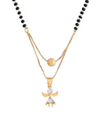 VOJ Gold-Polished Doll Shapped Stone Studded Mangalsutra With Earrings Set