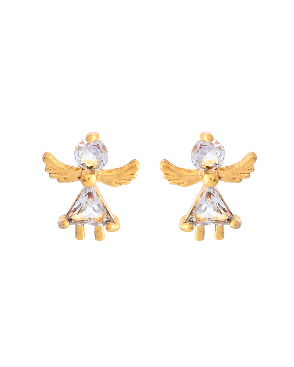 VOJ Gold-Polished Doll Shapped Stone Studded Mangalsutra With Earrings Set