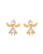VOJ Gold-Polished Doll Shapped Stone Studded Mangalsutra With Earrings Set