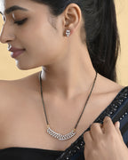 VOJ Silver Toned AD Stone Studded Designer MangalSutra Set