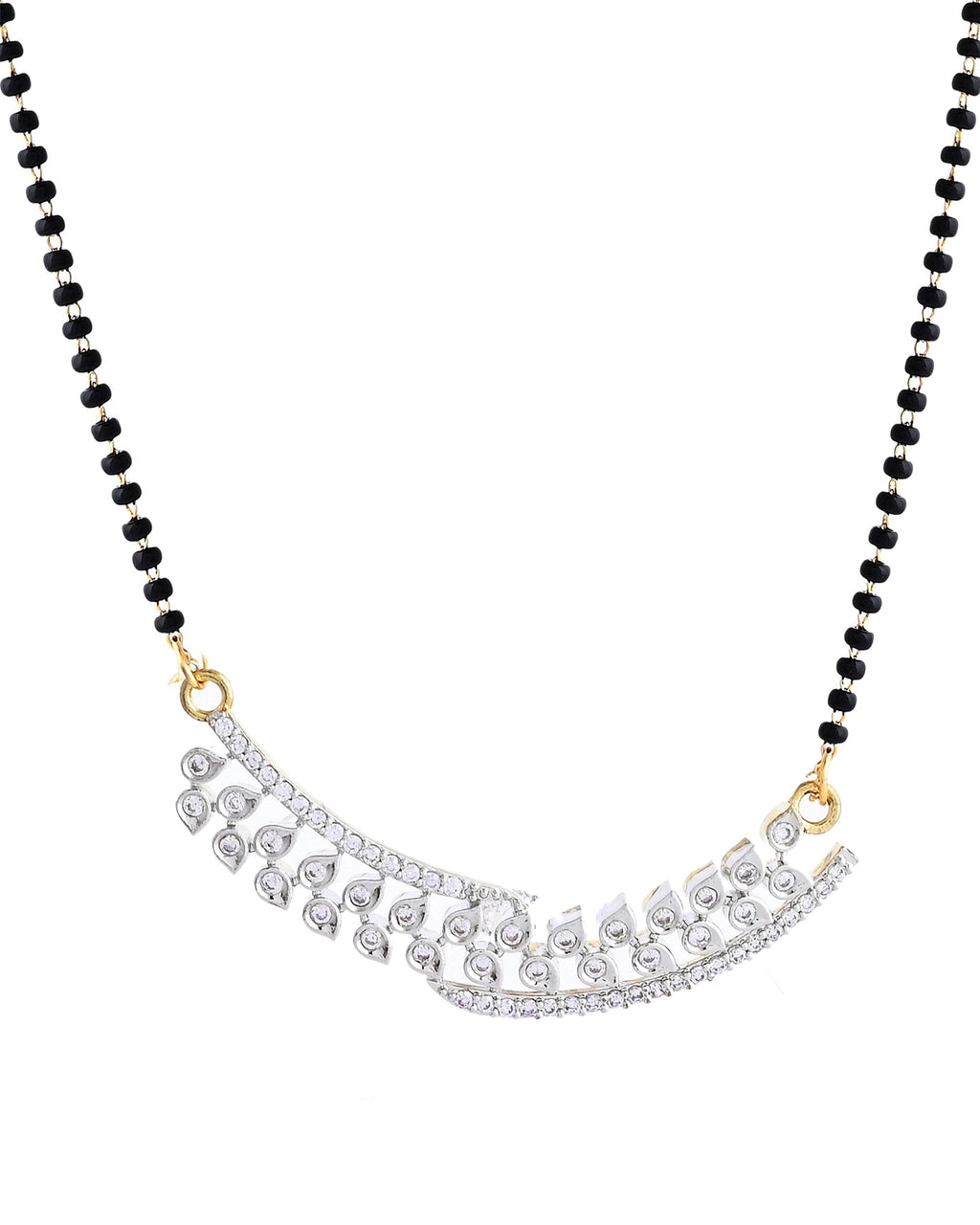 VOJ Silver Toned AD Stone Studded Designer MangalSutra Set