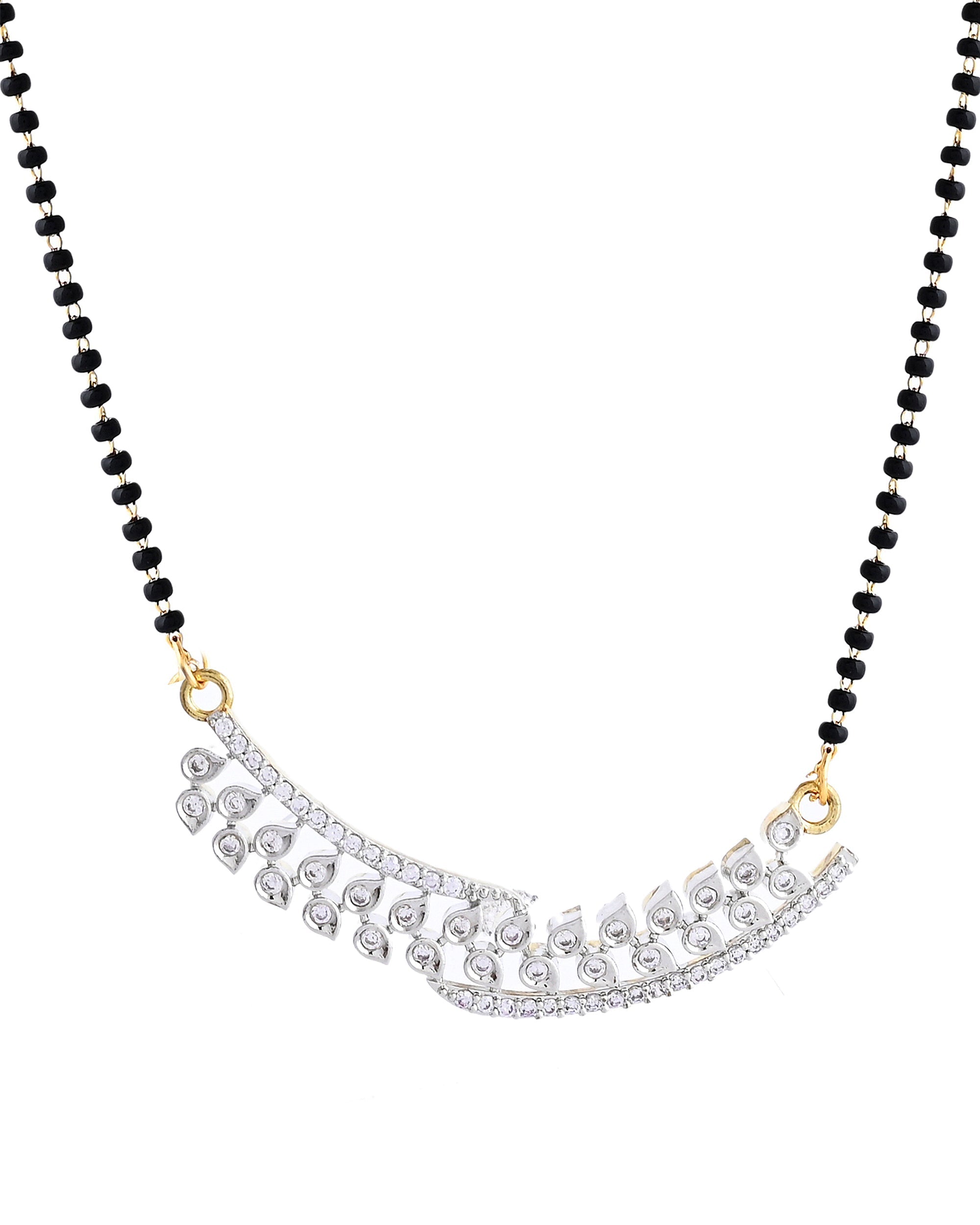 VOJ Silver Toned AD Stone Studded Designer MangalSutra Set