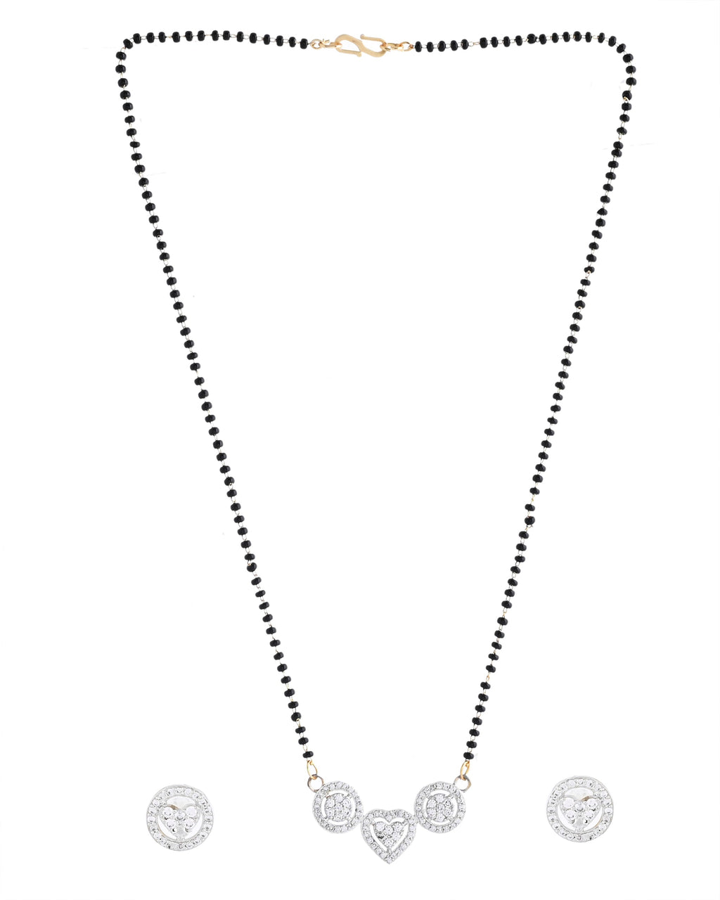 VOJ Gold Toned AD Stone Studded Heart Shape MangalSutra Set | Grab2Buy