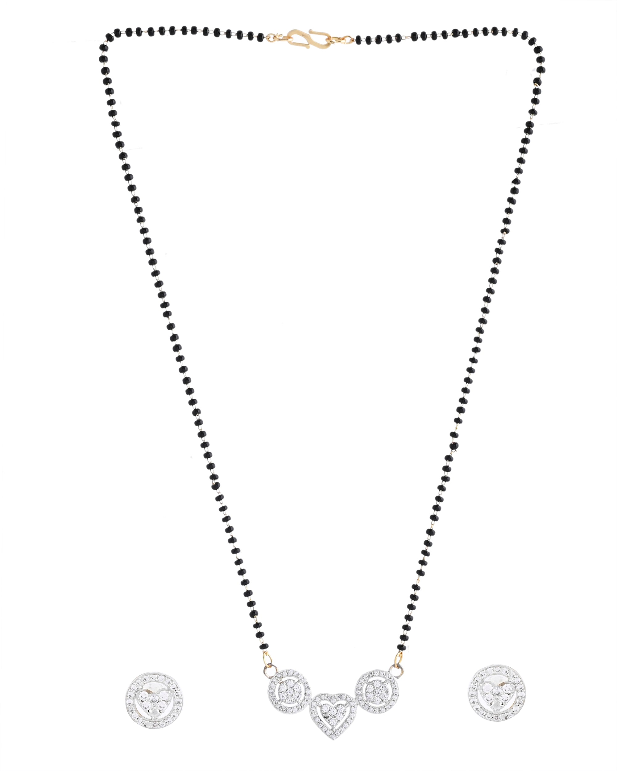 VOJ Gold Toned AD Stone Studded Heart Shape MangalSutra Set | Grab2Buy
