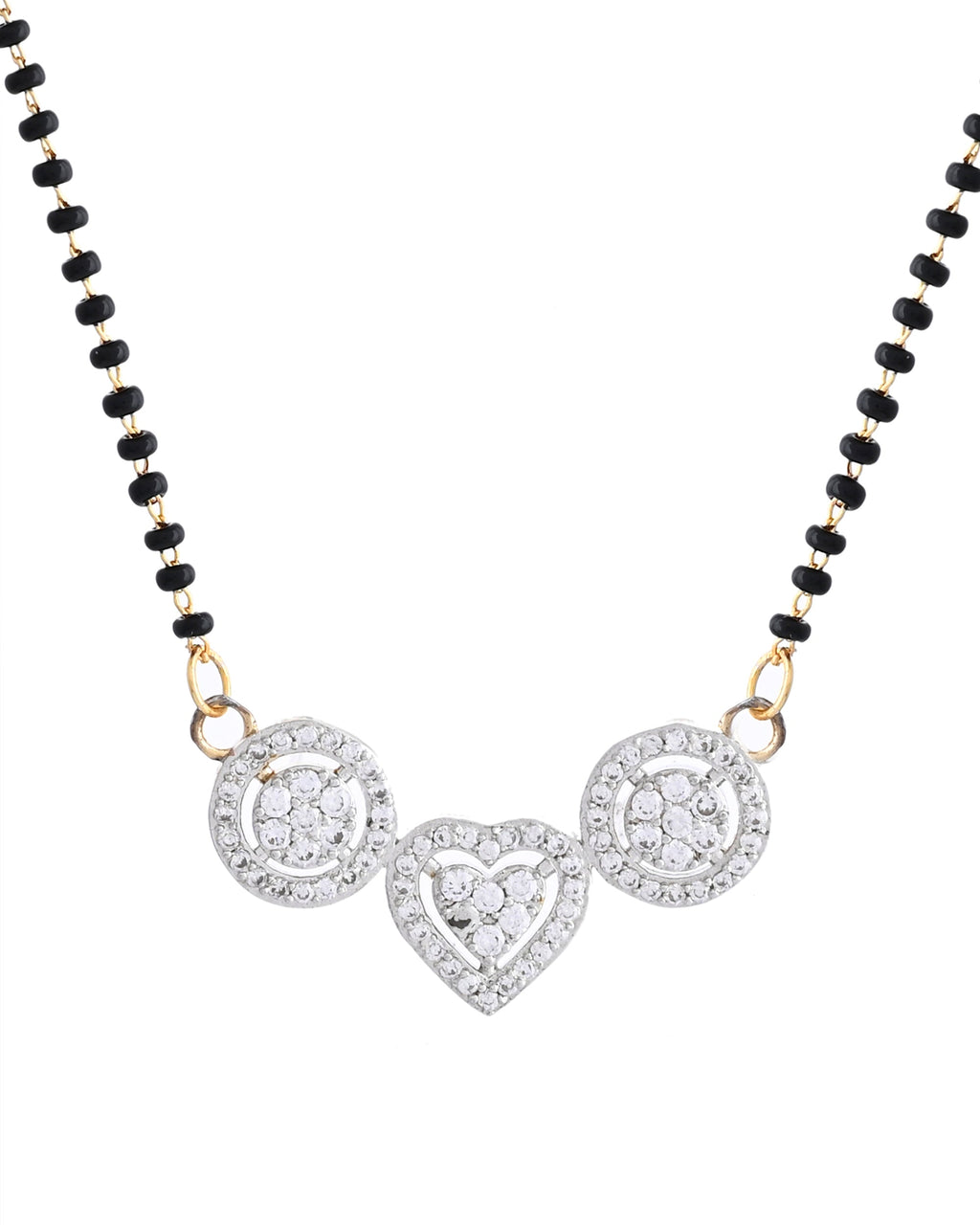 VOJ Gold Toned AD Stone Studded Heart Shape MangalSutra Set | Grab2Buy