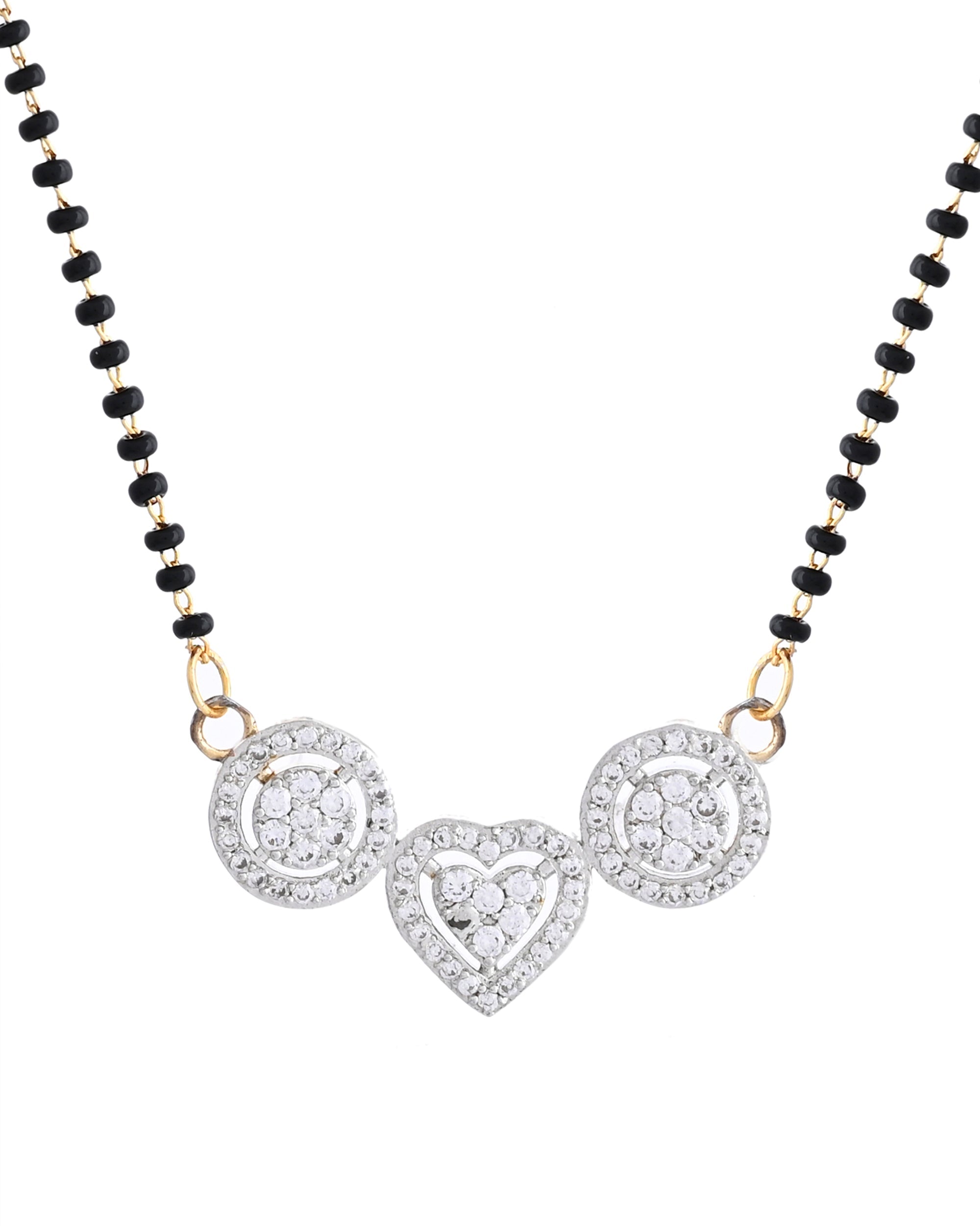 VOJ Gold Toned AD Stone Studded Heart Shape MangalSutra Set | Grab2Buy