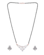 VOJ Rose Gold Toned AD Stone Studded Floral MangalSutra Set | Grab2Buy