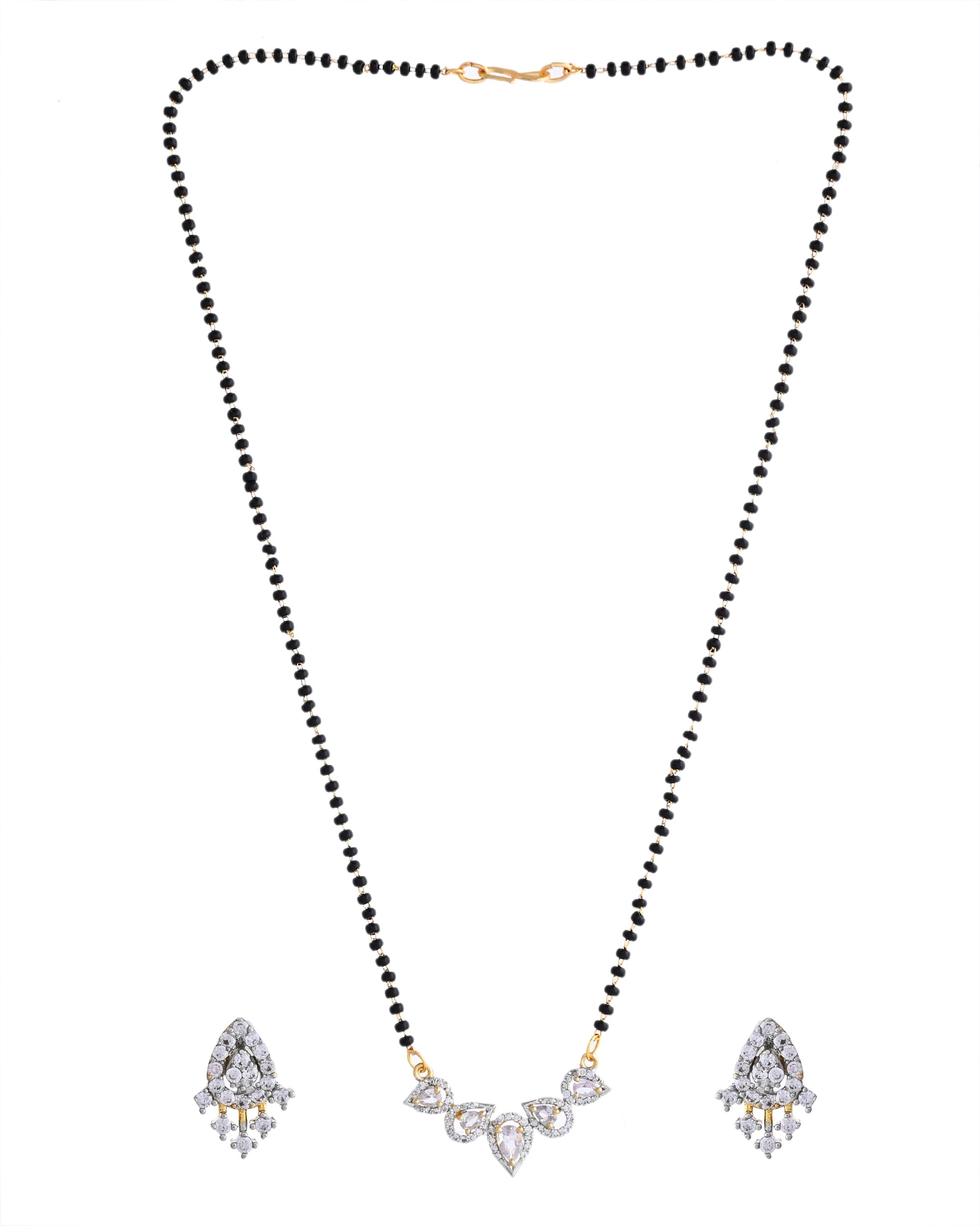 VOJ Gold-Polished Tear Drop Shape AD Mangalsutra Set