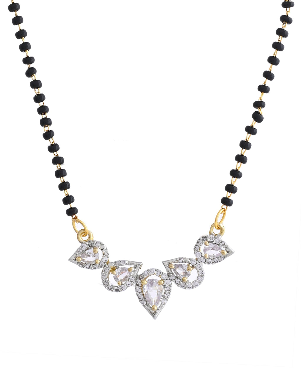 VOJ Gold-Polished Tear Drop Shape AD Mangalsutra Set
