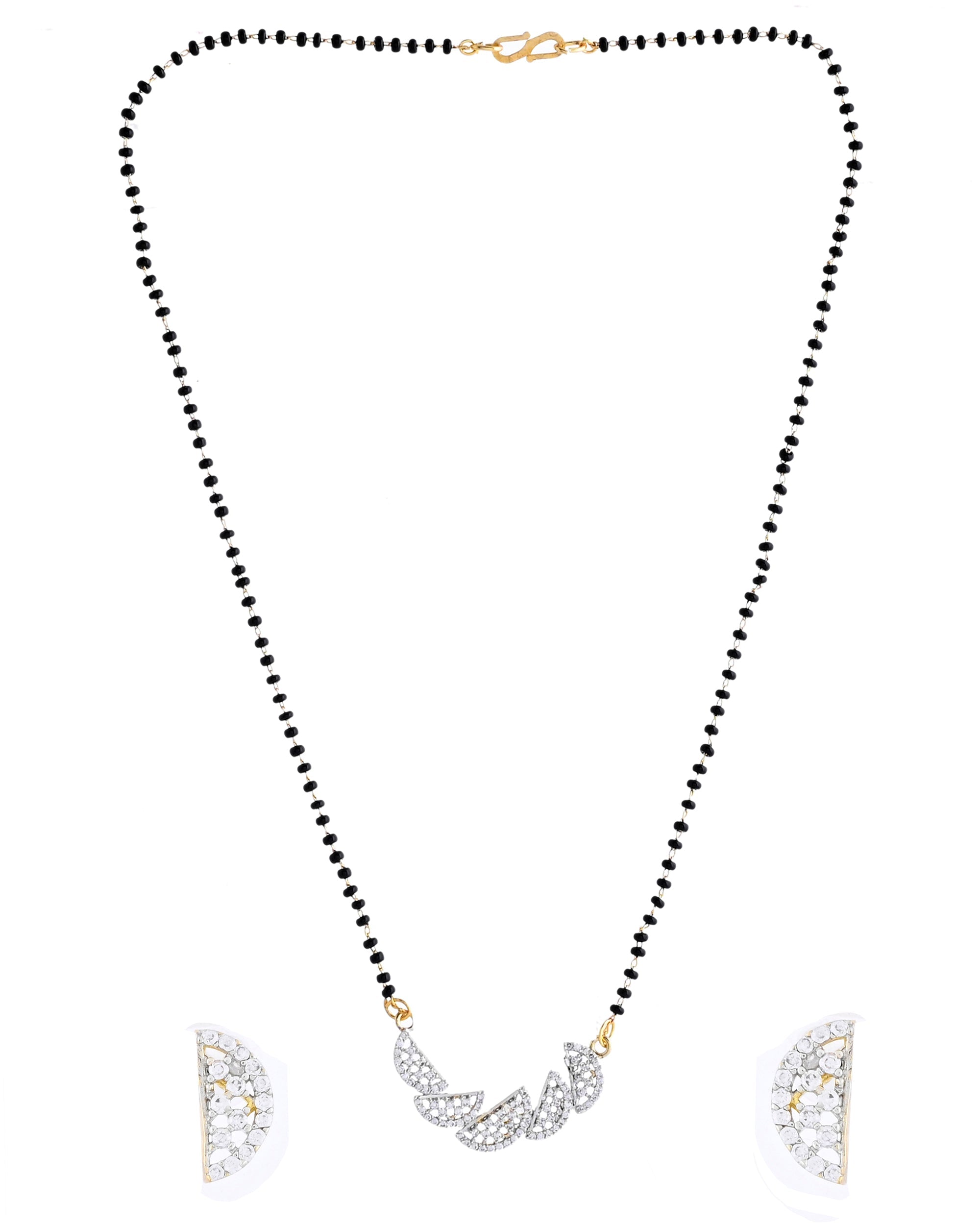 VOJ Gold-Polished Semi Circle Shape AD Mangalsutra Set