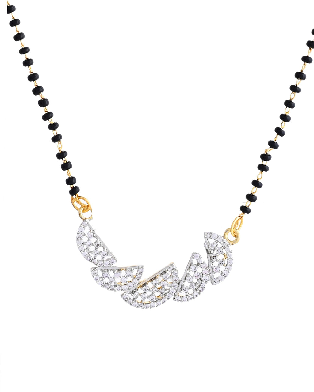 VOJ Gold-Polished Semi Circle Shape AD Mangalsutra Set