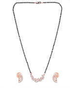 VOJ Rose Gold-Polished Semi Circle Shape AD Mangalsutra Set