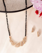VOJ Rose Gold-Polished Semi Circle Shape AD Mangalsutra Set