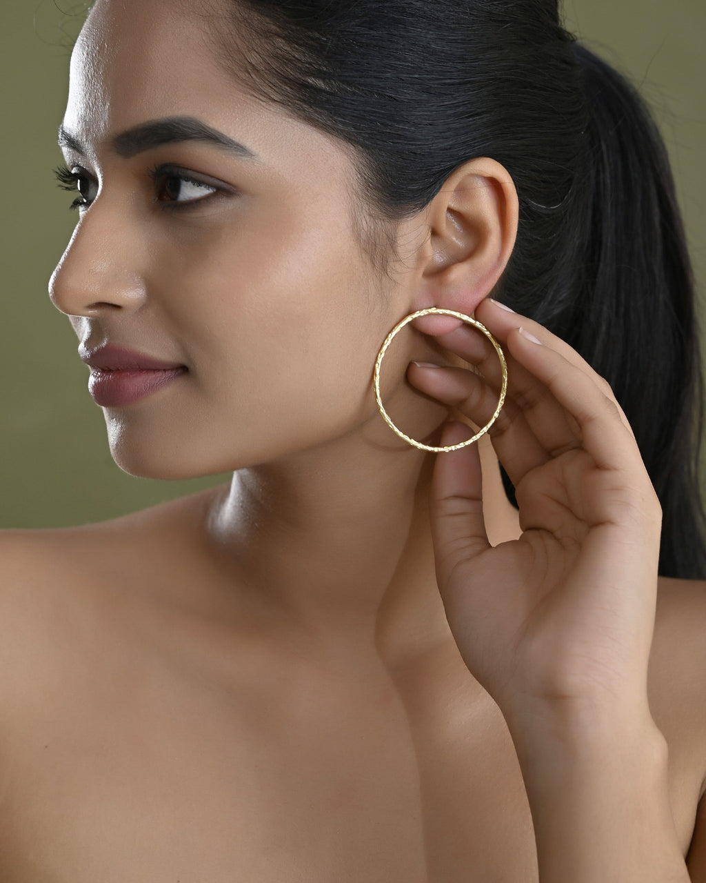 VOJ Gold Toned Circular Studs Earrings | Grab2Buy