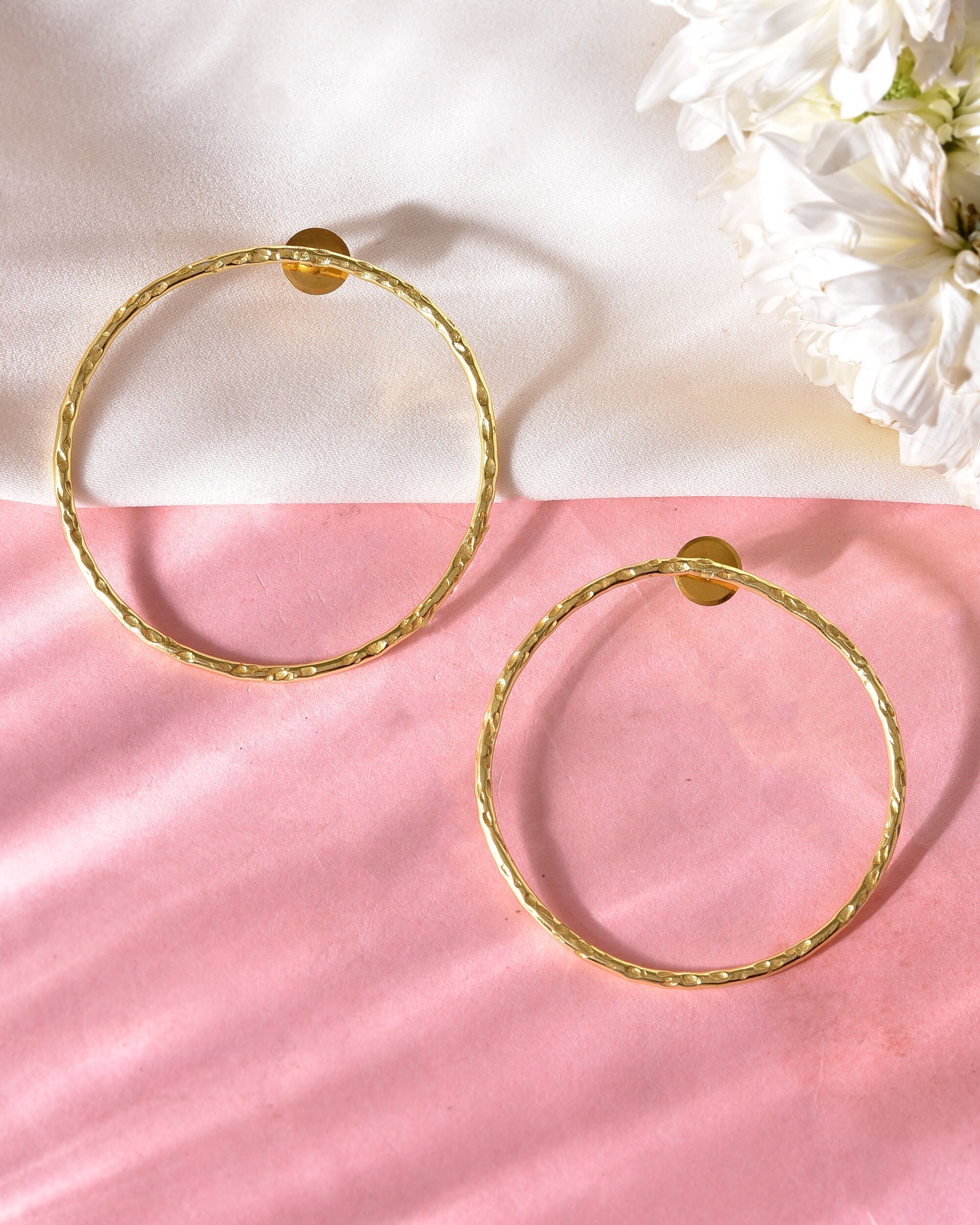 VOJ Gold Toned Circular Studs Earrings | Grab2Buy