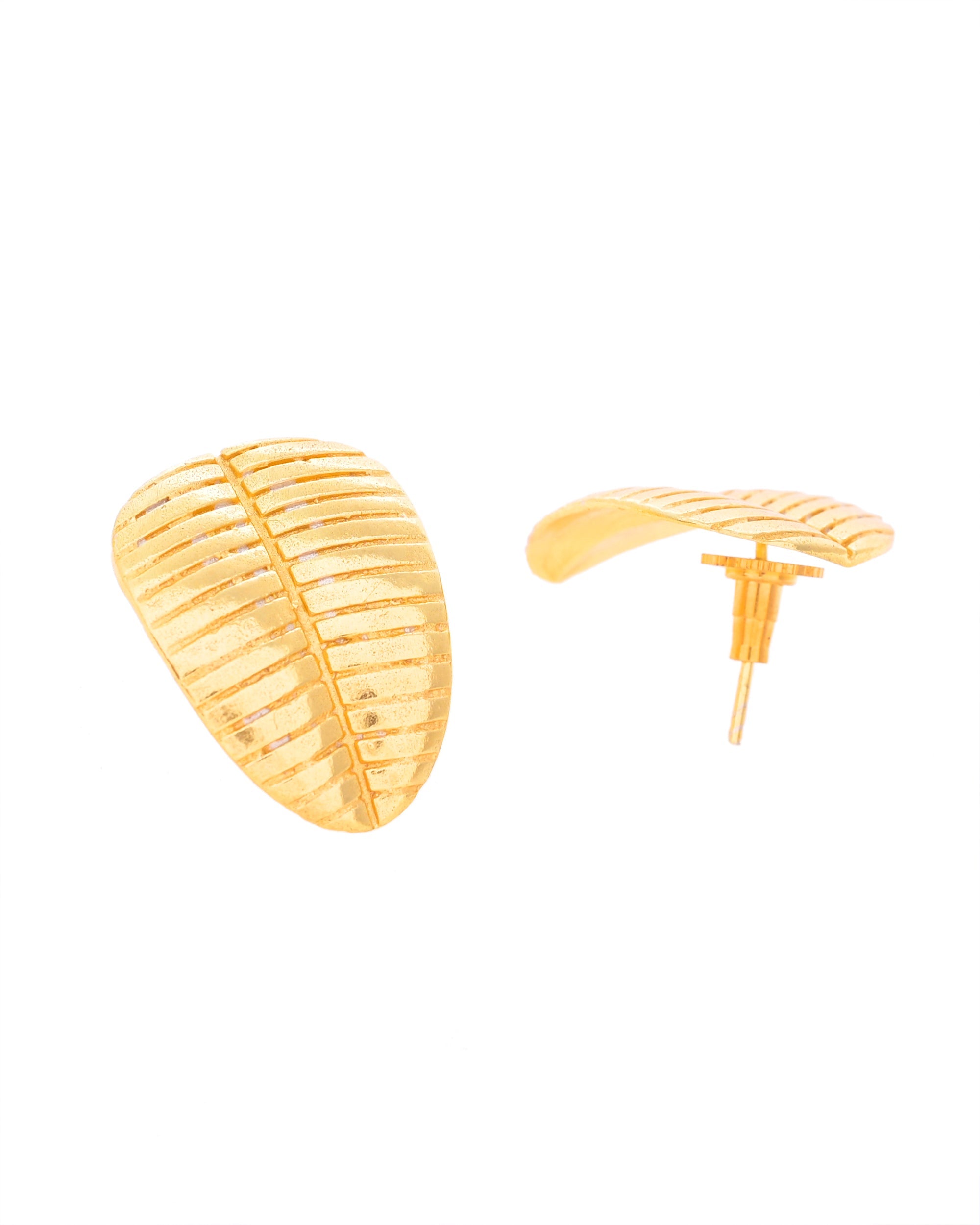 VOJ Gold-Polished Anti Tarnish Leaf Shape Earrings | Grab2Buy