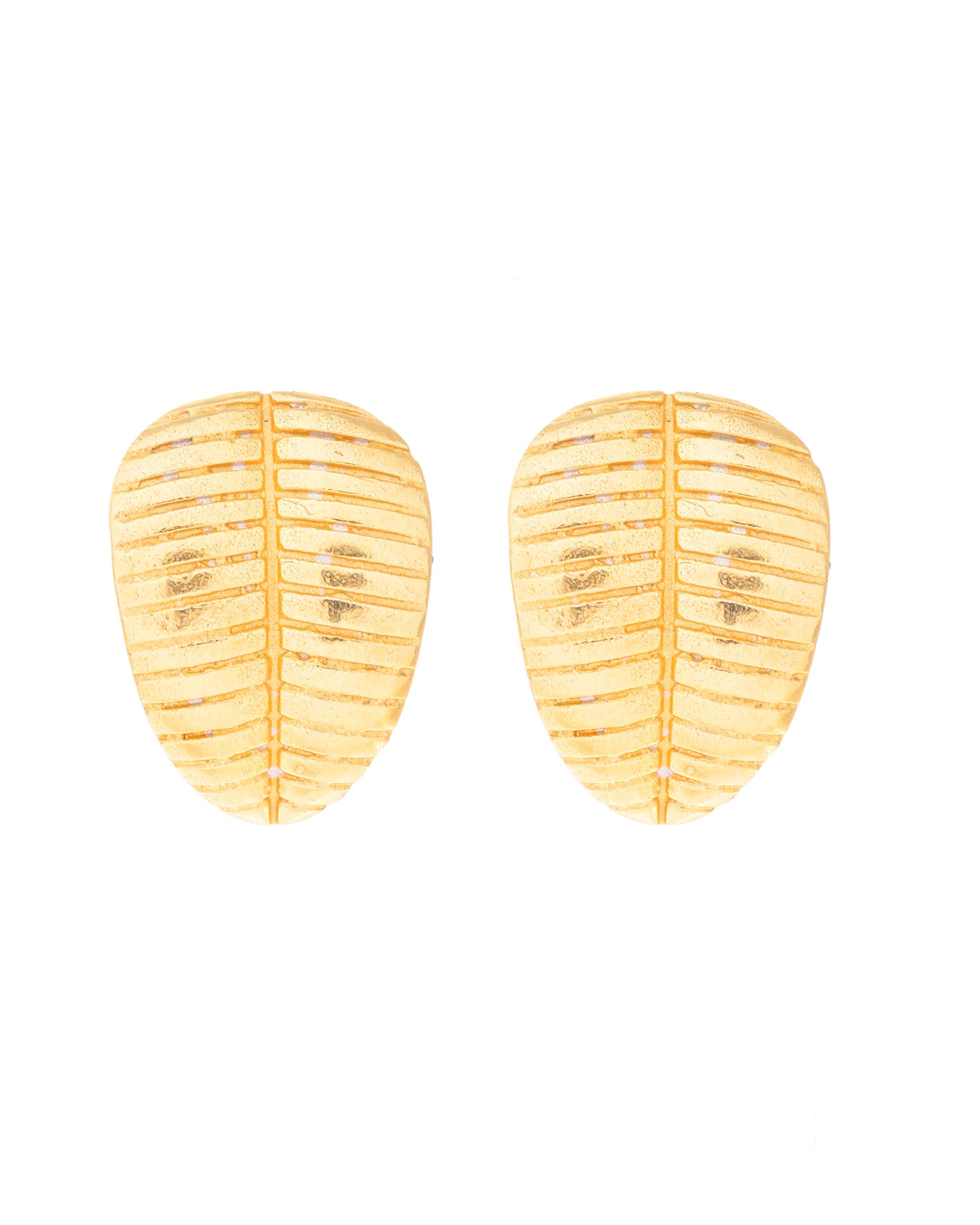 VOJ Gold-Polished Anti Tarnish Leaf Shape Earrings | Grab2Buy