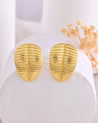 VOJ Gold-Polished Anti Tarnish Leaf Shape Earrings | Grab2Buy
