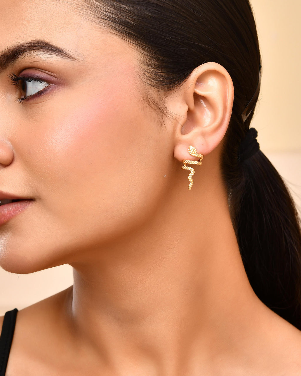 VOJ Gold-Polished Anti Tarnish Snake Earrings | Grab2Buy