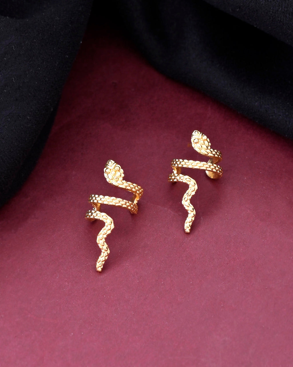 VOJ Gold-Polished Anti Tarnish Snake Earrings | Grab2Buy