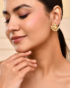 VOJ Gold-Polished Classic Pearl Studded Anti Tarnish Earrings | Grab2Buy
