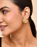VOJ Gold-Polished Classic Pearl Studded Anti Tarnish Earrings | Grab2Buy