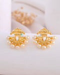 VOJ Gold-Polished Classic Pearl Studded Anti Tarnish Earrings | Grab2Buy