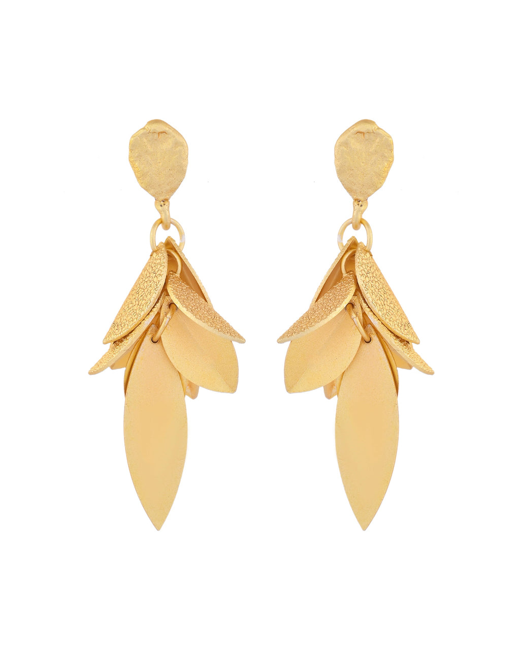 VOJ Gold-Toned Anti Tarnish Leafs Drop Earrings | Grab2Buy