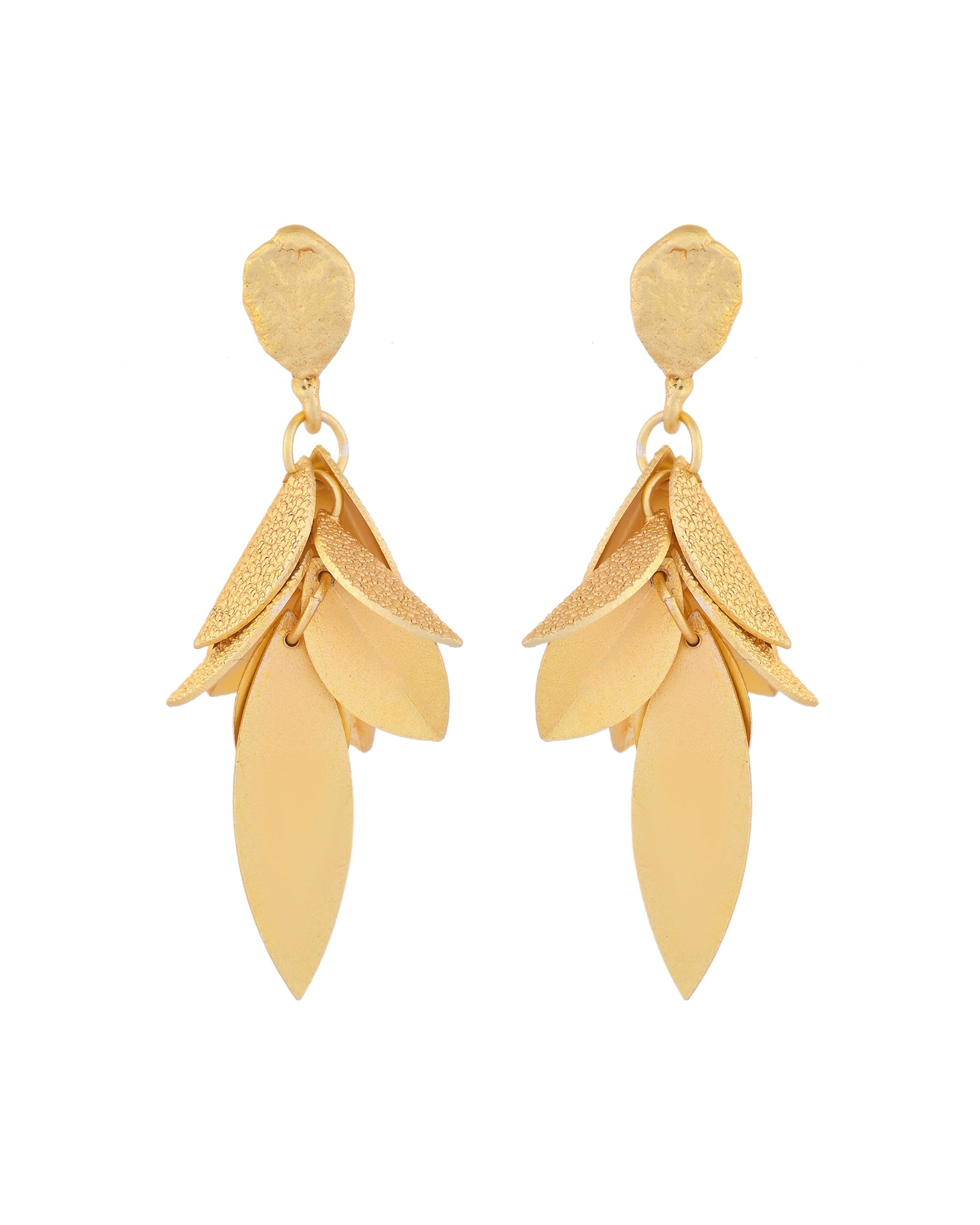 VOJ Gold-Toned Anti Tarnish Leafs Drop Earrings | Grab2Buy