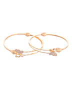 VOJ Set of 2 Gold-Polished AD Stones Butterfly Shaped Elegent Bangles