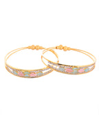 VOJ Set of 2 Gold-Polished Multi Colour Stones Bangles