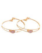 VOJ Set of 2 Gold-Polished AD Stone Studded Classic Bangles