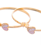 VOJ Set of 2 Gold-Polished Stone Studded Heart Shaped Bangles