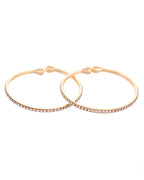 VOJ Set of 2 Gold-Polished AD Stones Studded Minimal Bangles