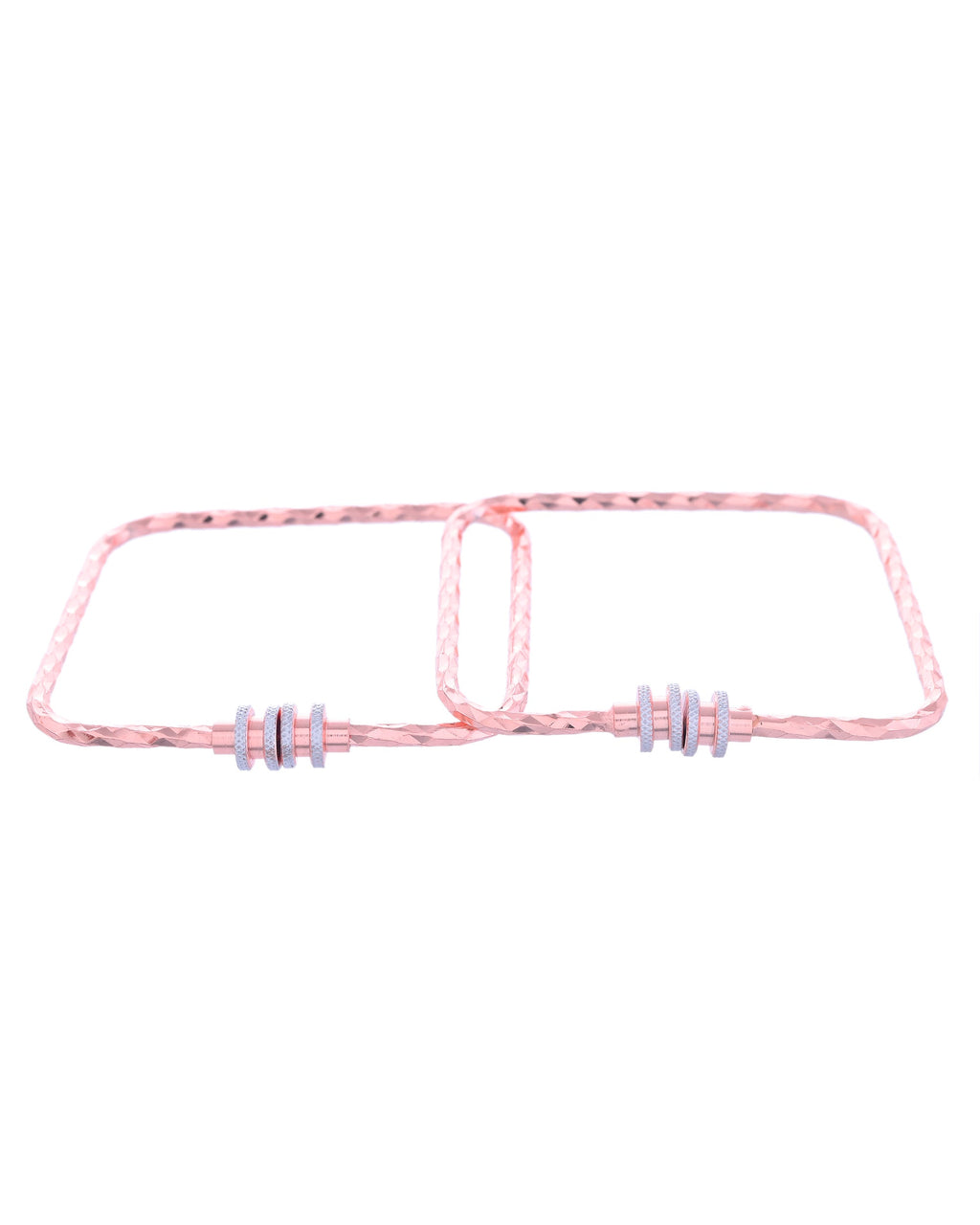VOJ Set of 2 Rose Gold-Polished Square Shaped Bangles | Grab2Buy