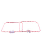 VOJ Set of 2 Rose Gold-Polished Square Shaped Bangles | Grab2Buy