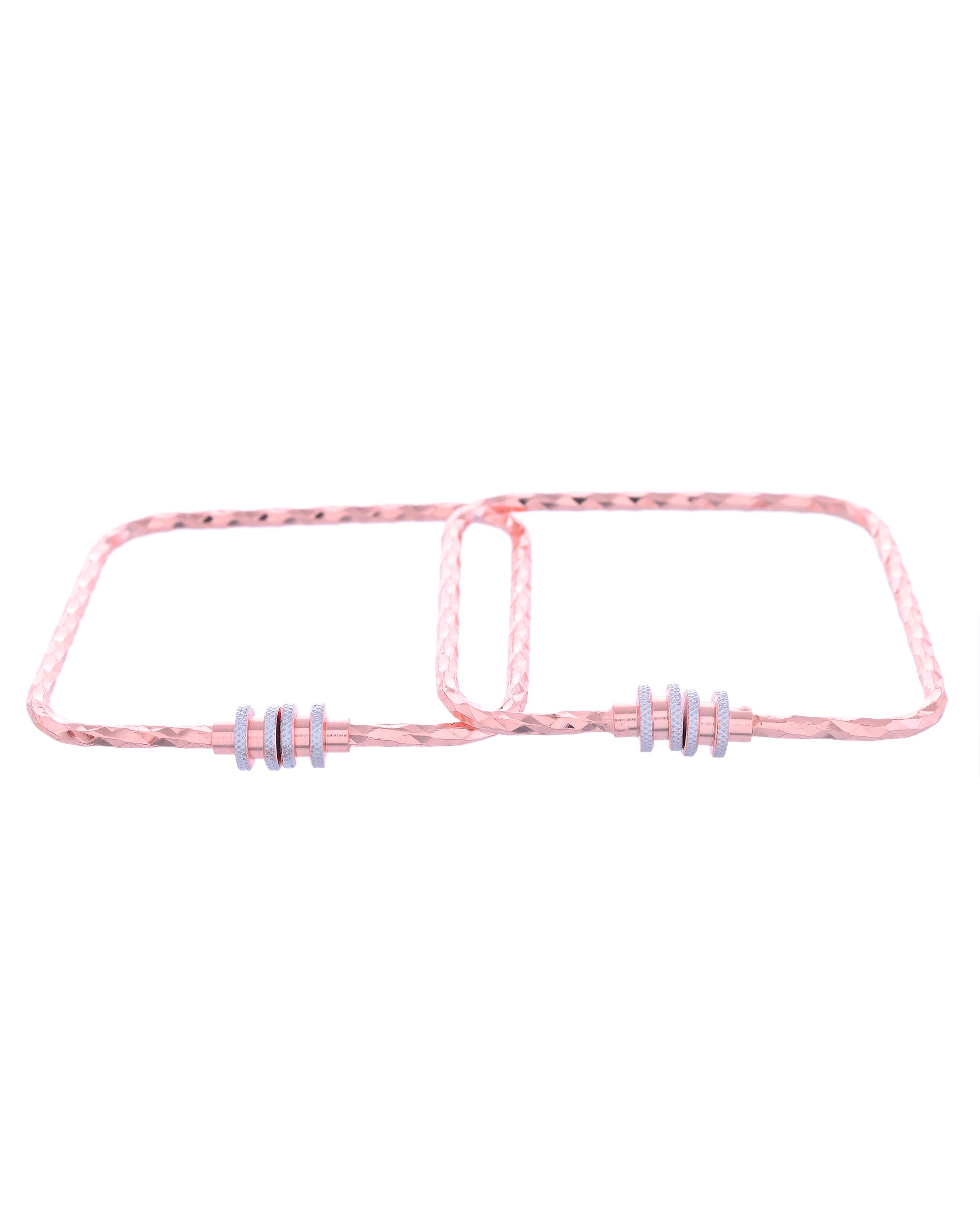 VOJ Set of 2 Rose Gold-Polished Square Shaped Bangles | Grab2Buy