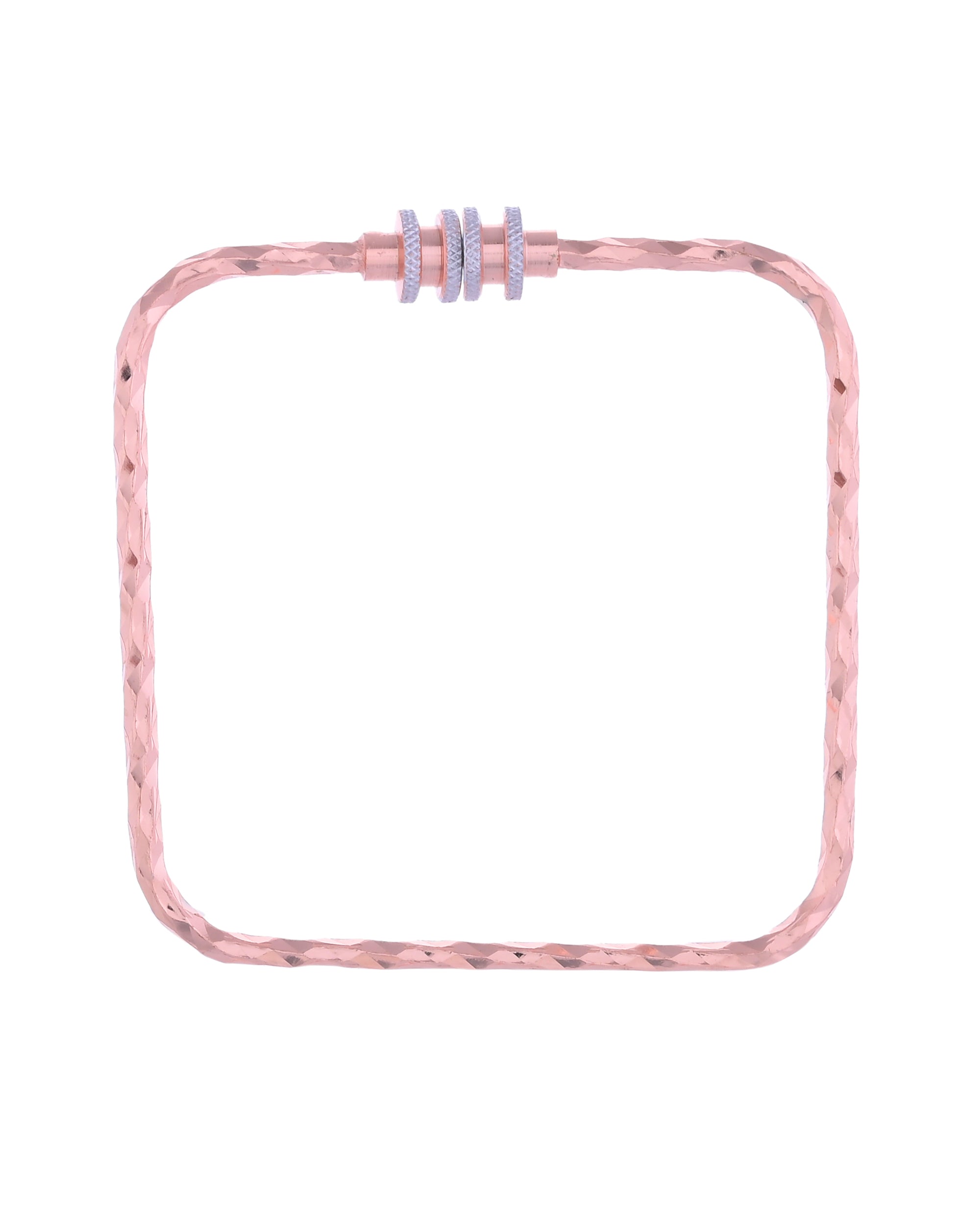 VOJ Set of 2 Rose Gold-Polished Square Shaped Bangles | Grab2Buy