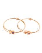 VOJ Set of 2 Gold-Polished Mutli Colour Stones Studded Square Shaped Bangles