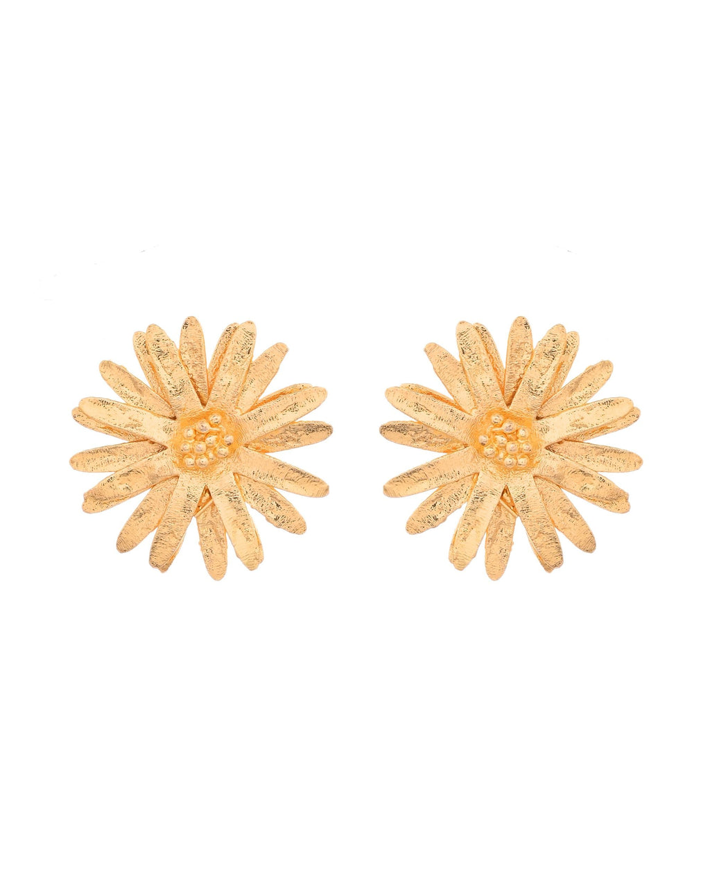 VOJ Gold Polished Anti Tarnish Elegent Floral Shaped Stud Earrings | Grab2Buy