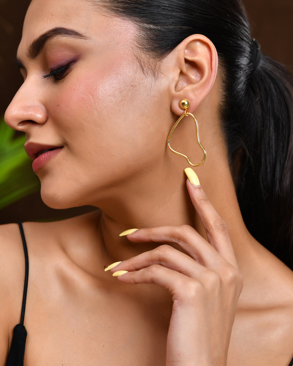 VOJ Gold Polished Anti Tarnish Designer Drop Earrings | Grab2Buy