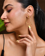 VOJ Gold Polished Anti Tarnish Designer Drop Earrings | Grab2Buy